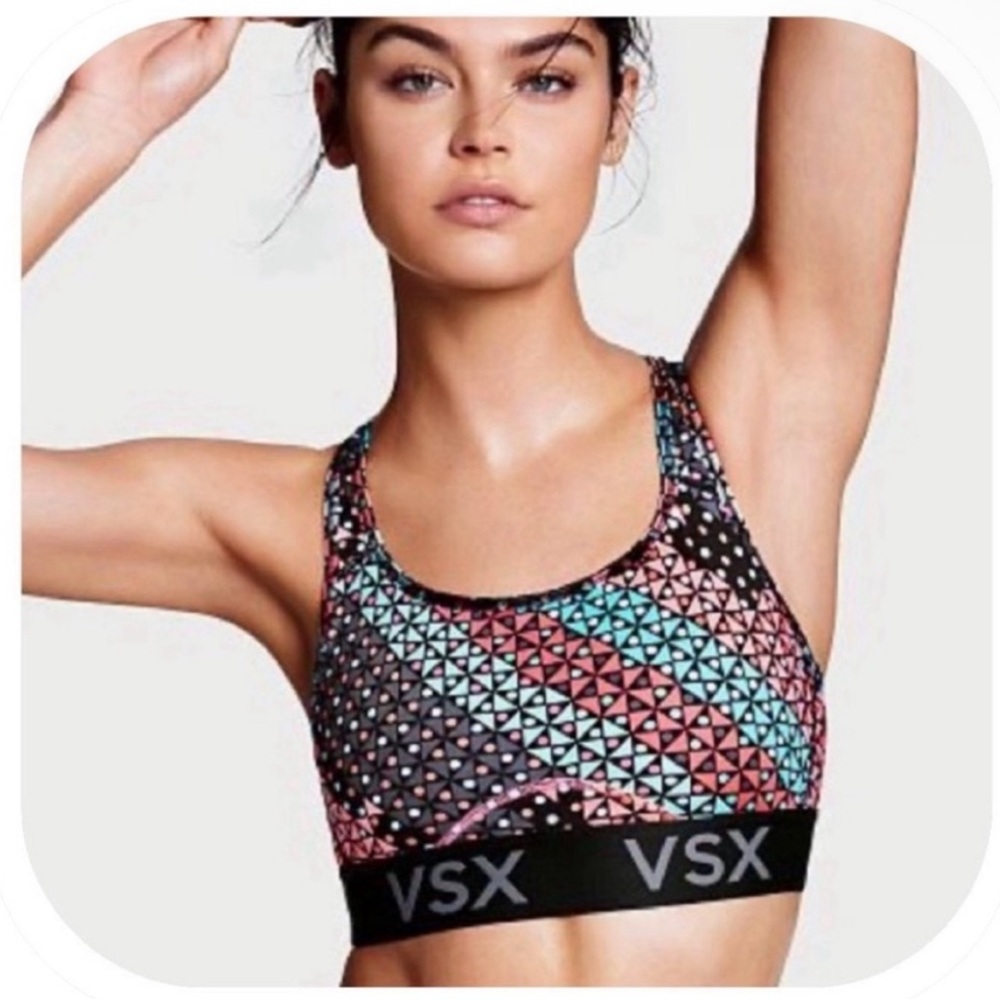 Victoria’s Secret Racerback Sports Bra Size Large Pink Blue Black